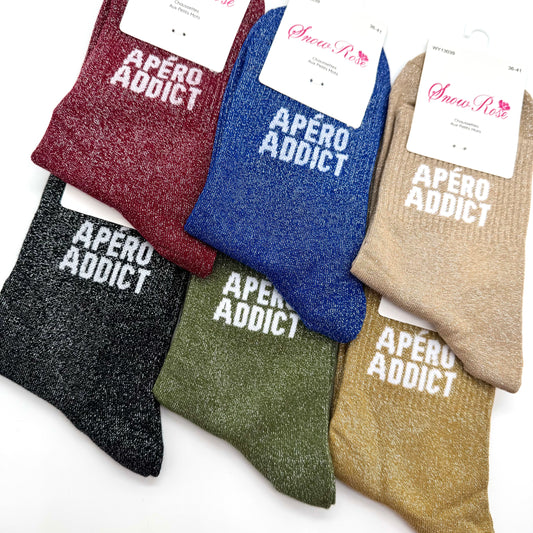Chaussettes à Paillettes à Message " Apéro addict "
