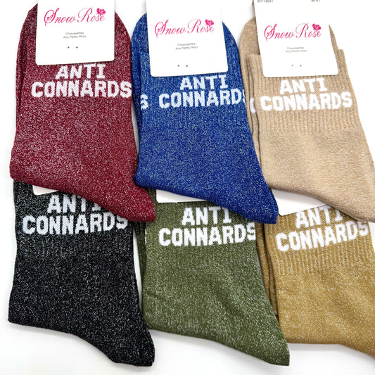 Chaussettes à Paillettes à Message "Anti Connards"