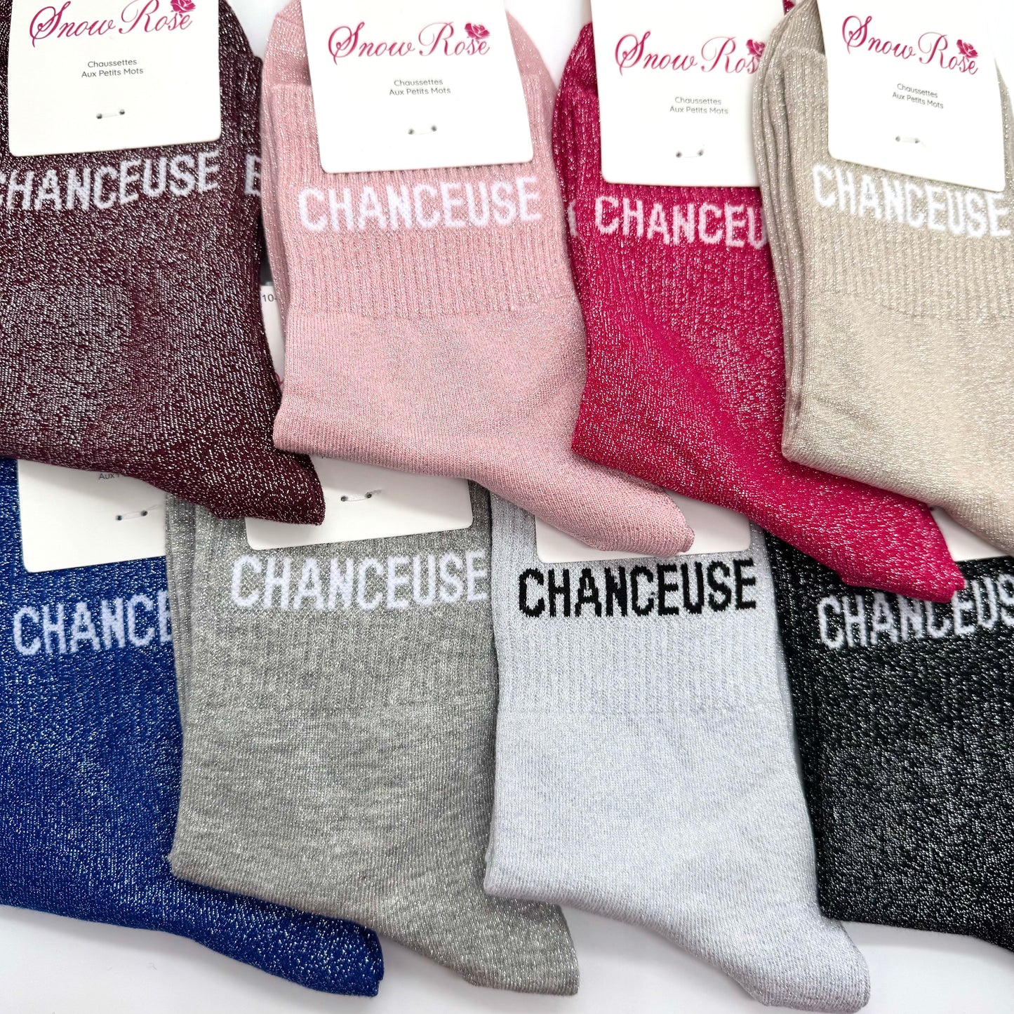 Chaussettes à Paillettes à Message " Chanceuse "