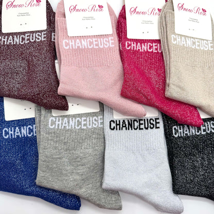 Chaussettes à Paillettes à Message " Chanceuse "