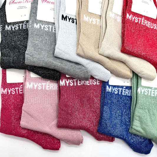 Chaussettes à Paillettes à Message " Mystérieuse "