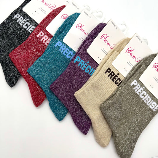 Chaussettes à Paillettes à Message "Précieuse"