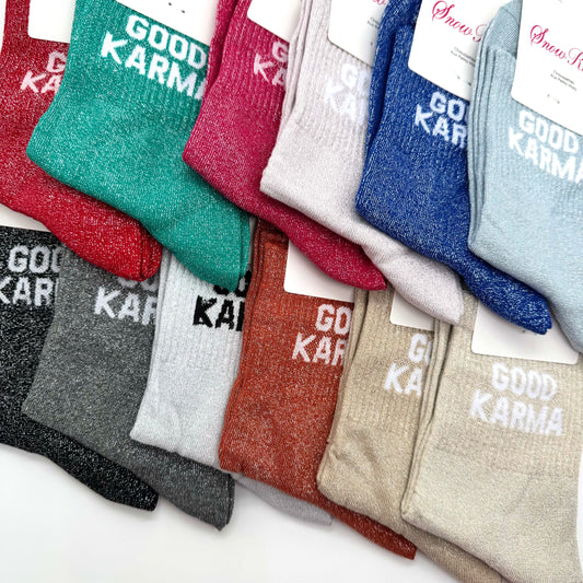 Chaussettes à Paillettes à Message " Good Karma "