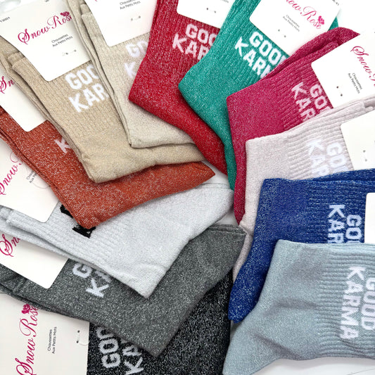Chaussettes à Paillettes à Message " Good Karma "