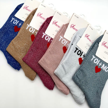 Chaussettes à Paillettes à Message "Toi+Moi ♥️  "
