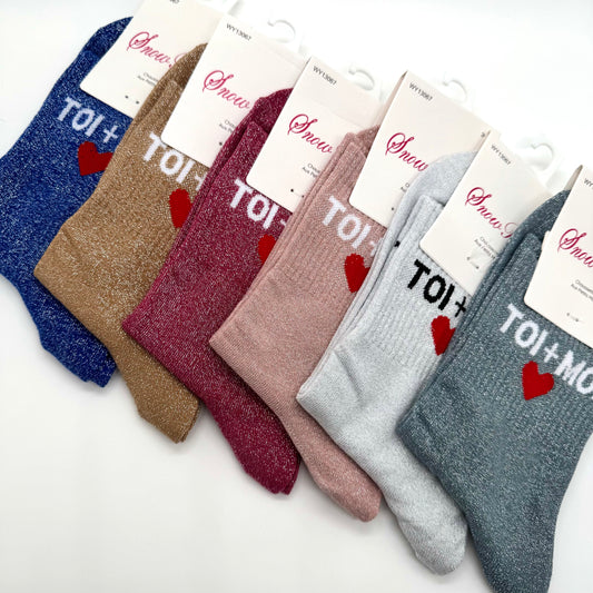 Chaussettes à Paillettes à Message "Toi+Moi ♥️  "