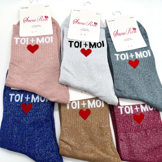 Chaussettes à Paillettes à Message "Toi+Moi ♥️  "