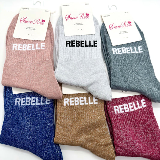 Chaussettes à Paillettes à Message " Rebelle "