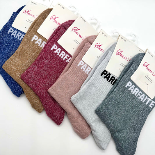 Chaussettes à Paillettes à Message " Parfaite "