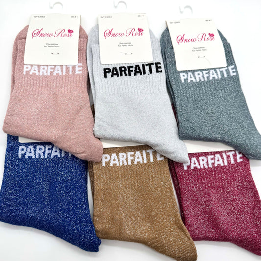 Chaussettes à Paillettes à Message " Parfaite "
