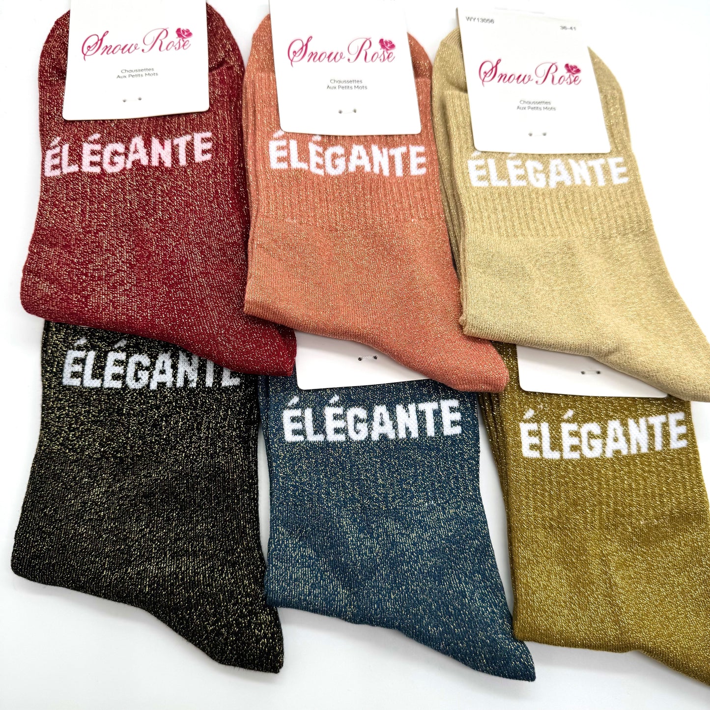 Chaussettes à Paillettes à Message " Elégante "