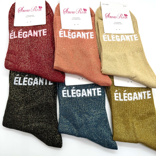 Chaussettes à Paillettes à Message " Elégante "
