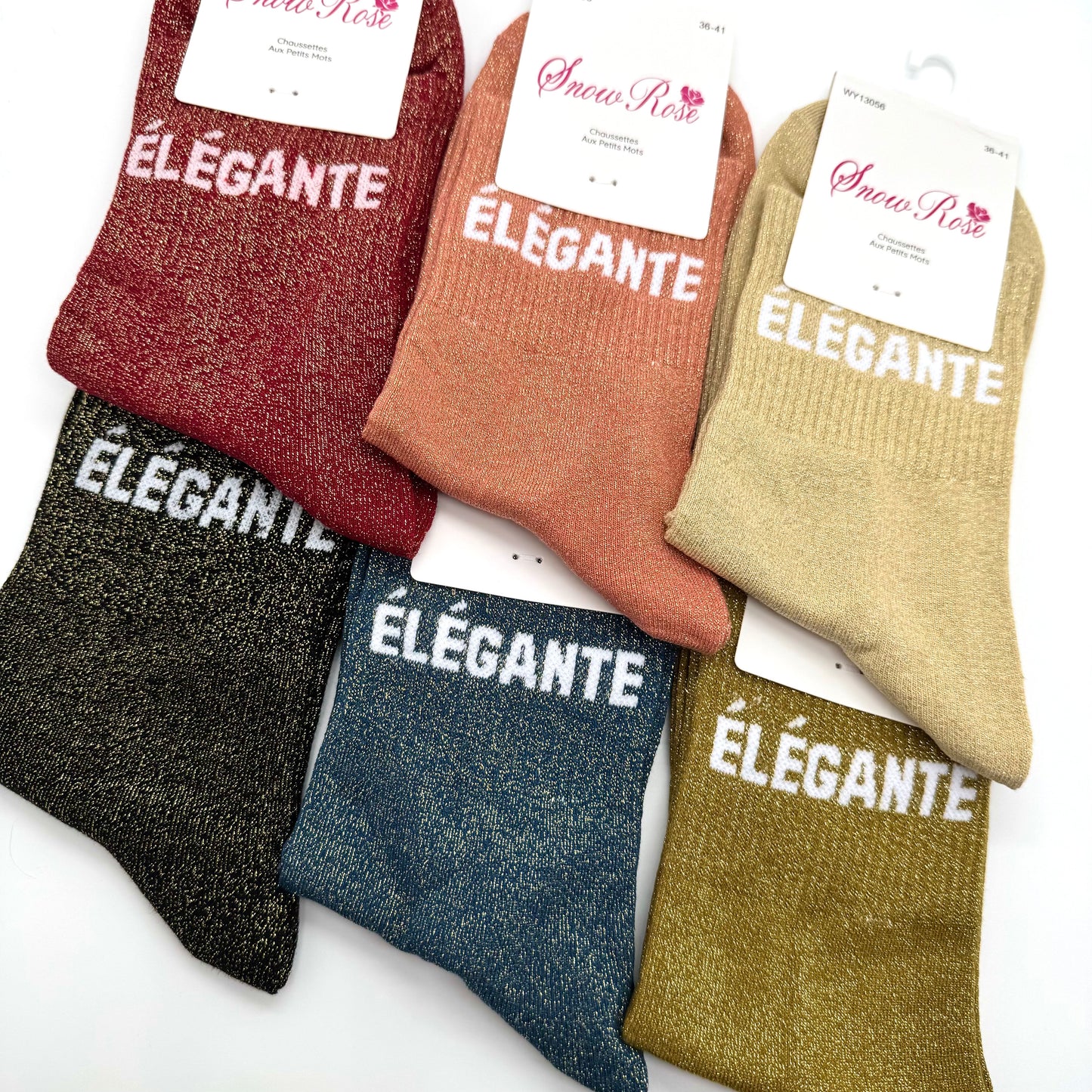 Chaussettes à Paillettes à Message " Elégante "