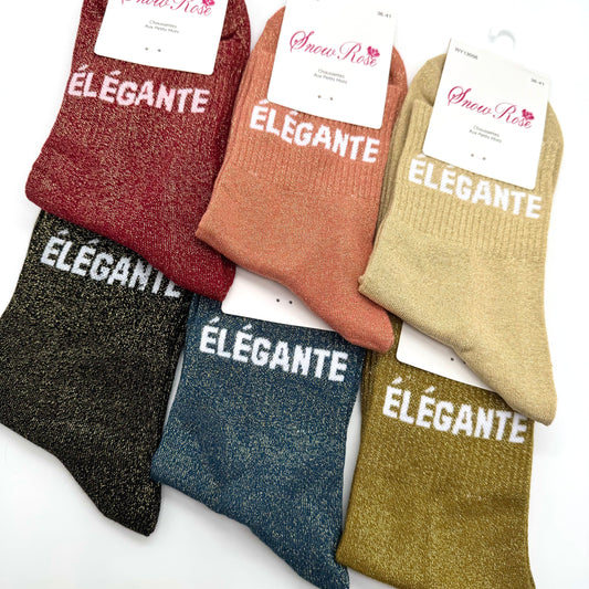 Chaussettes à Paillettes à Message " Elégante "