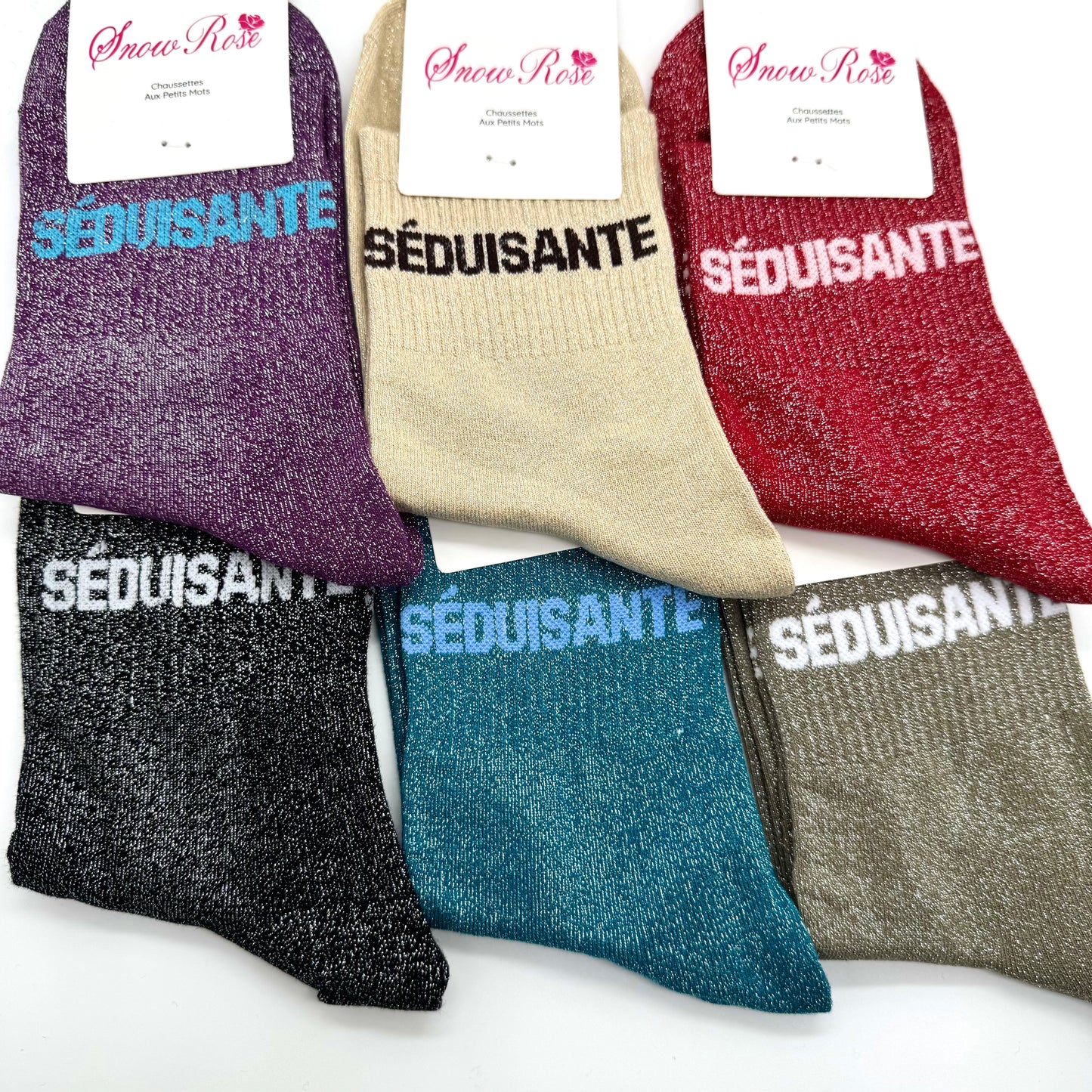 Chaussettes à Paillettes à Message " Séduisante "
