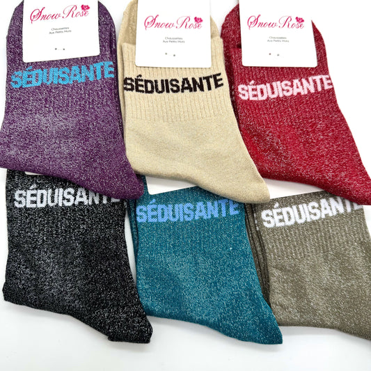 Chaussettes à Paillettes à Message " Séduisante "