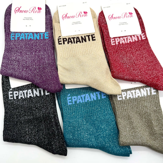 Chaussettes à Paillettes à Message " Epatante "