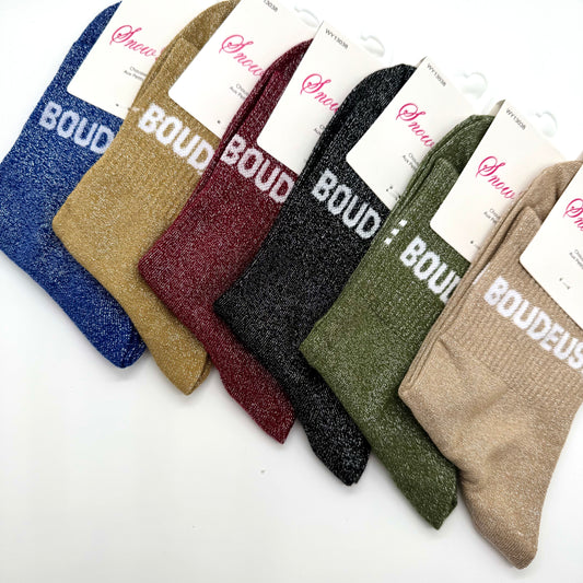 Chaussettes à Paillettes à Message " Boudeuse "