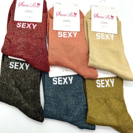Chaussettes à Paillettes à Message " Sexy "