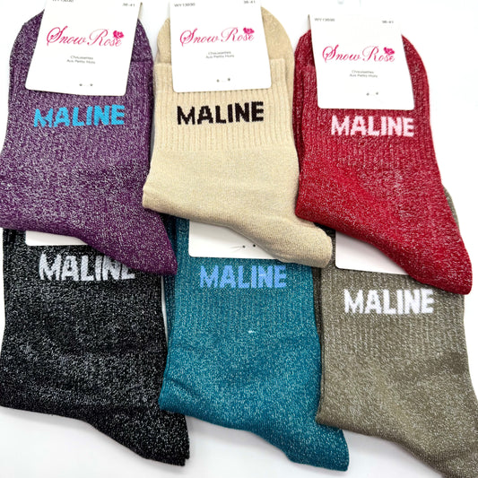Chaussettes à Paillettes à Message " Maline "