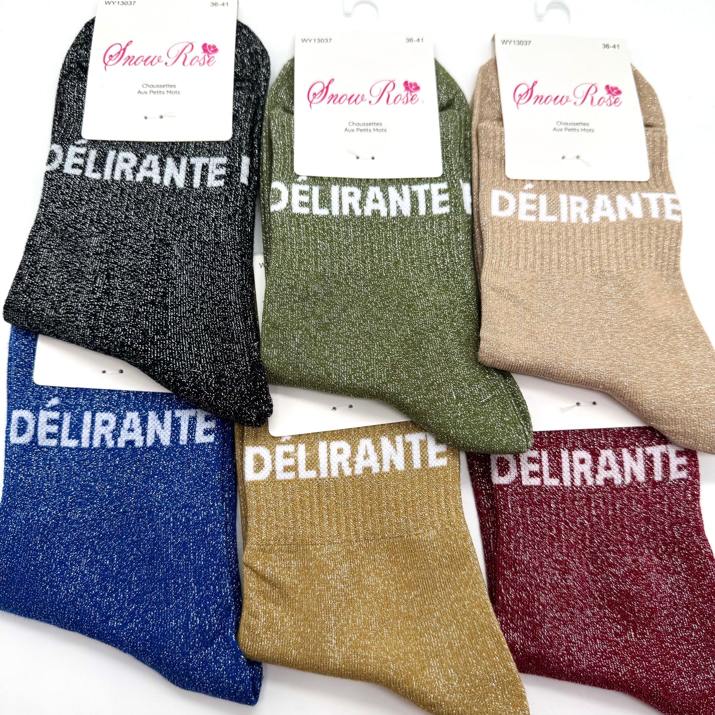 Chaussettes à Paillettes à Message " Délirante "