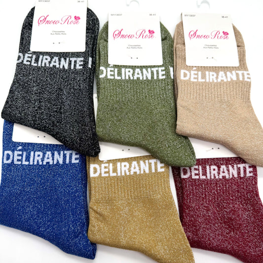 Chaussettes à Paillettes à Message " Délirante "