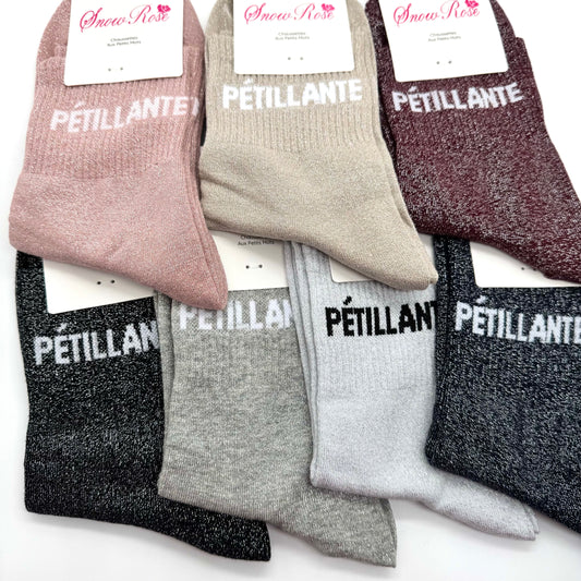 Chaussettes à Paillettes à Message " Pétillante "