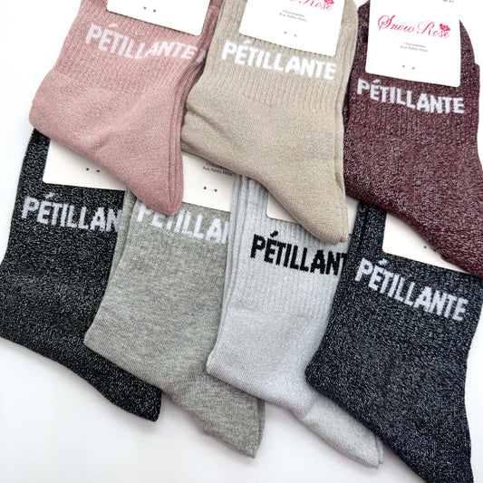 Chaussettes à Paillettes à Message " Pétillante "