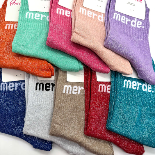 Chaussettes à Paillettes à Message " Merde. "