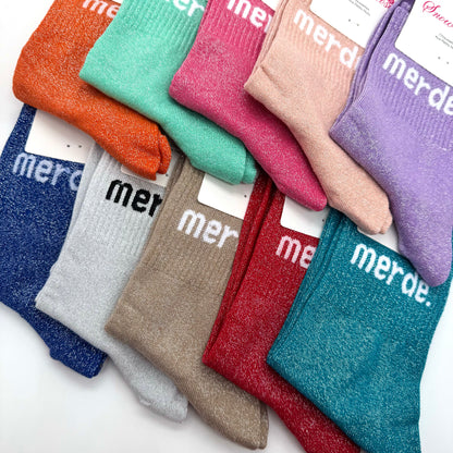 Chaussettes à Paillettes à Message " Merde. "