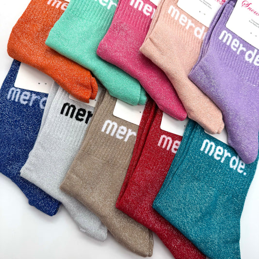 Chaussettes à Paillettes à Message " Merde. "