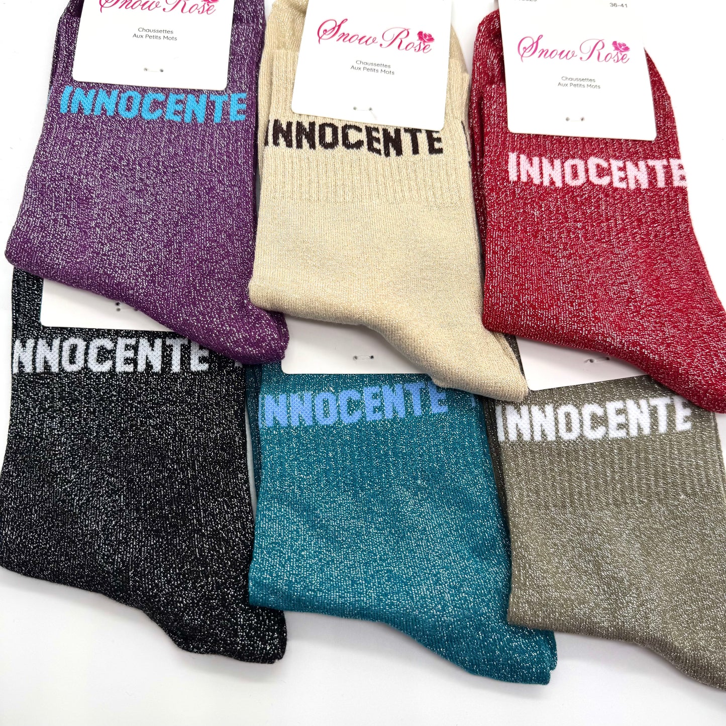 Chaussettes à Paillettes à Message " Innocente "