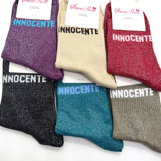Chaussettes à Paillettes à Message " Innocente "