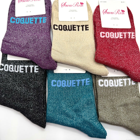 Chaussettes à Paillettes à Message " Coquette "