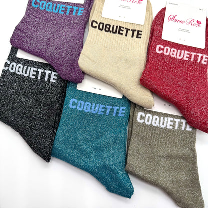 Chaussettes à Paillettes à Message " Coquette "
