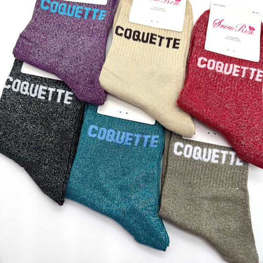 Chaussettes à Paillettes à Message " Coquette "