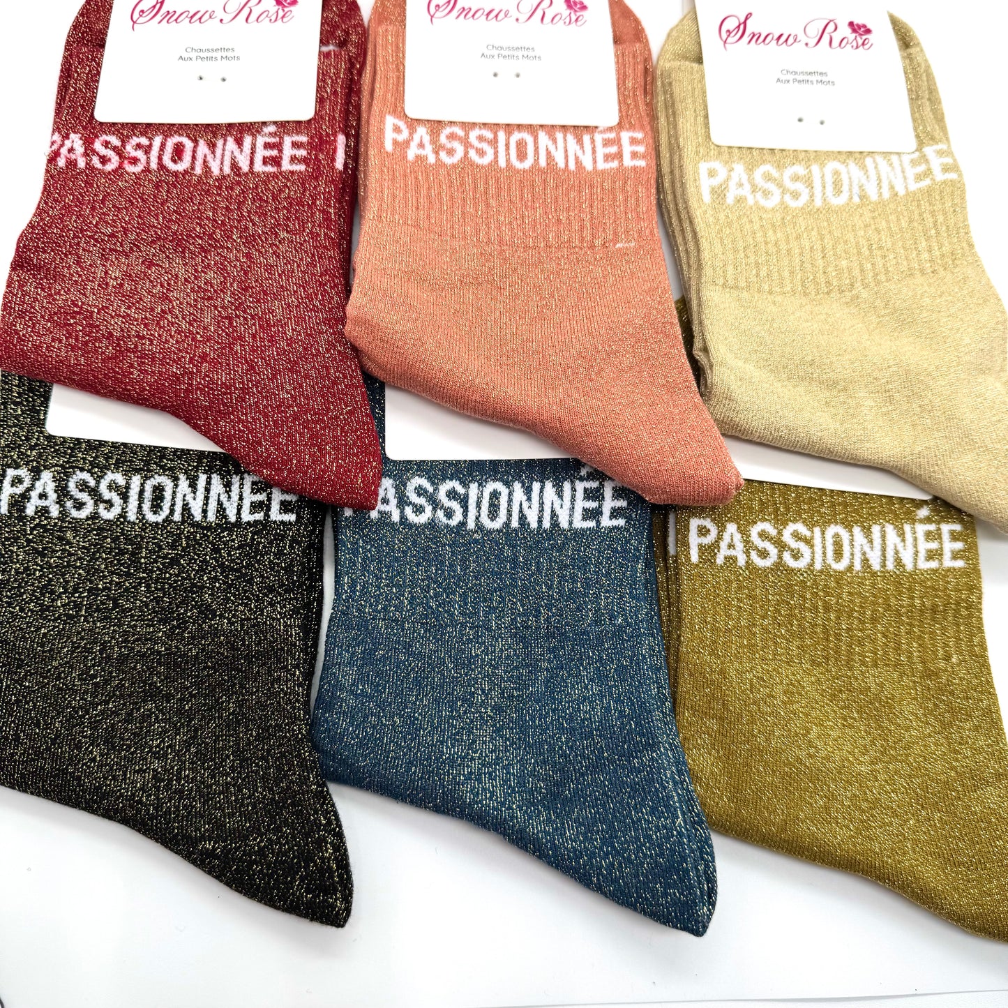 Chaussettes à Paillettes à Message " Passionnée "