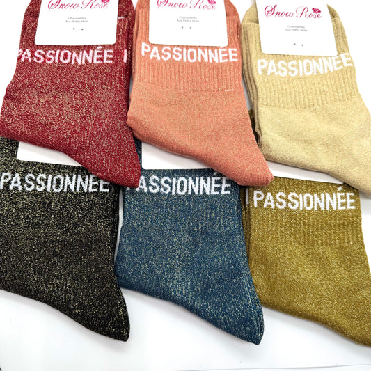 Chaussettes à Paillettes à Message " Passionnée "