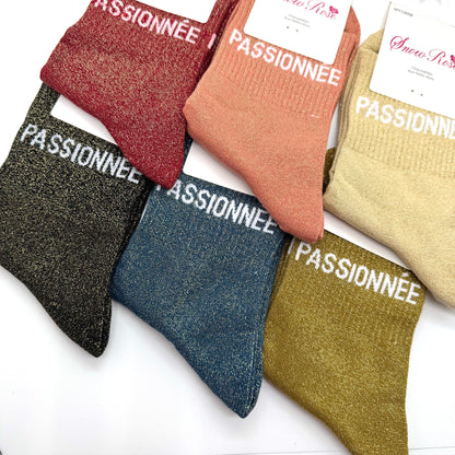 Chaussettes à Paillettes à Message " Passionnée "