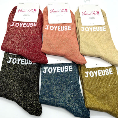 Chaussettes à Paillettes à Message " Joyeuse "