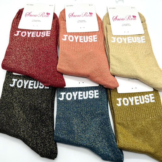 Chaussettes à Paillettes à Message " Joyeuse "