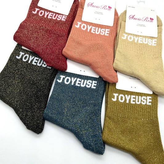 Chaussettes à Paillettes à Message " Joyeuse "