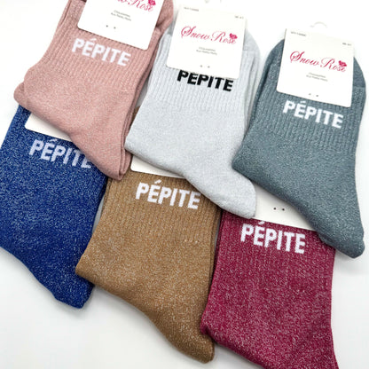 Chaussettes à Paillettes à Message " Pépite "