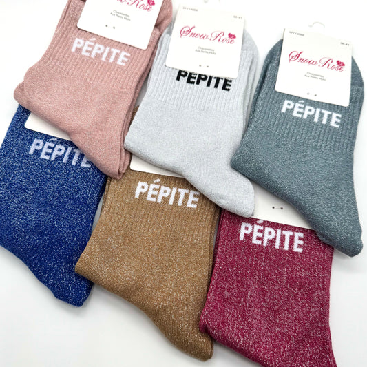 Chaussettes à Paillettes à Message " Pépite "
