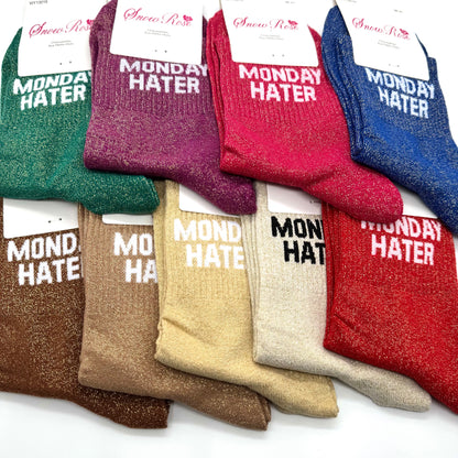 Chaussettes à Paillettes à Message " Monday Hater "