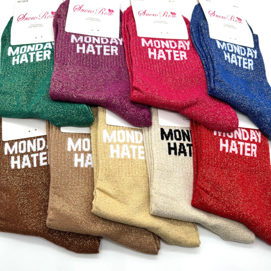Chaussettes à Paillettes à Message " Monday Hater "