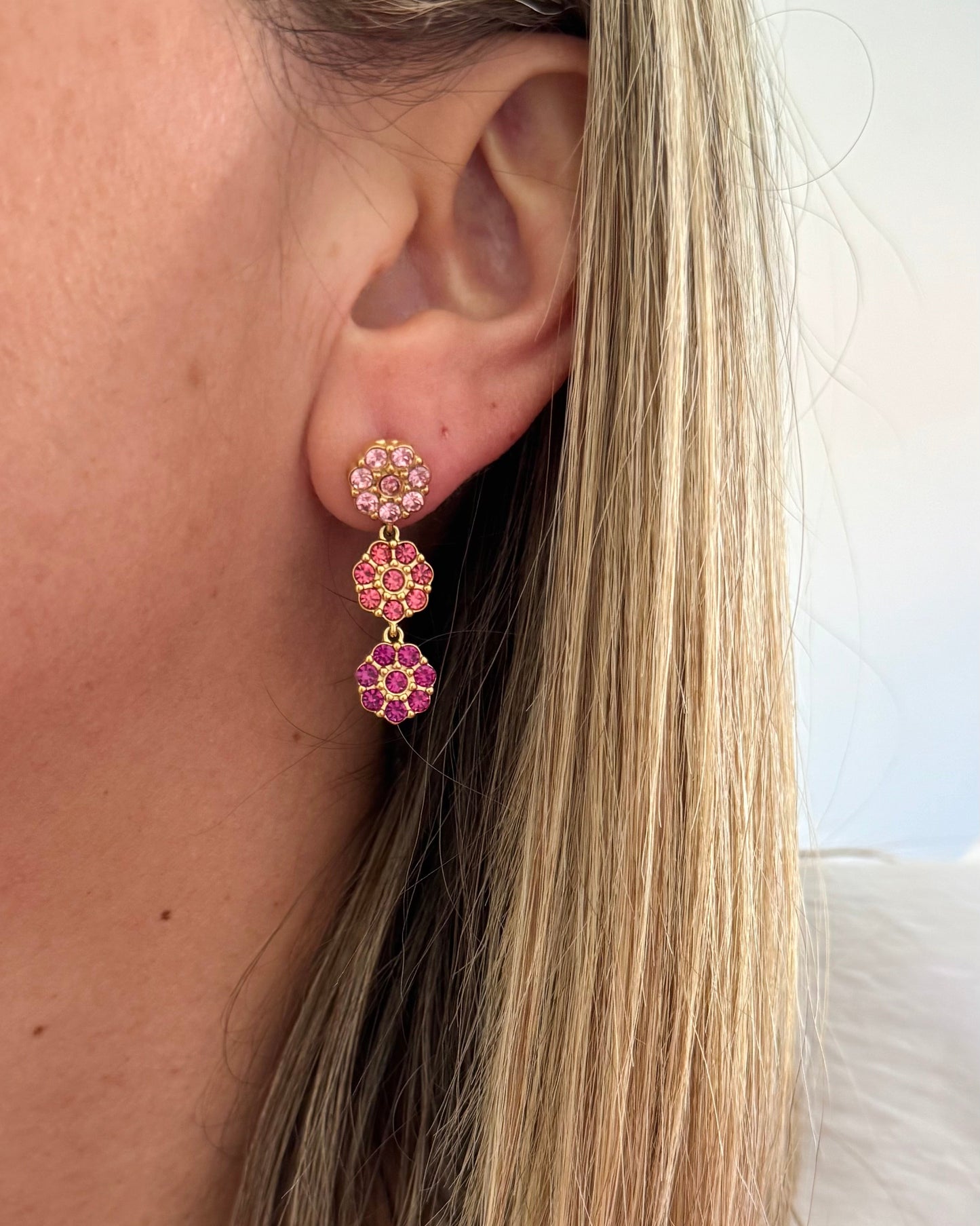 Boucles d'oreilles Majesté rose