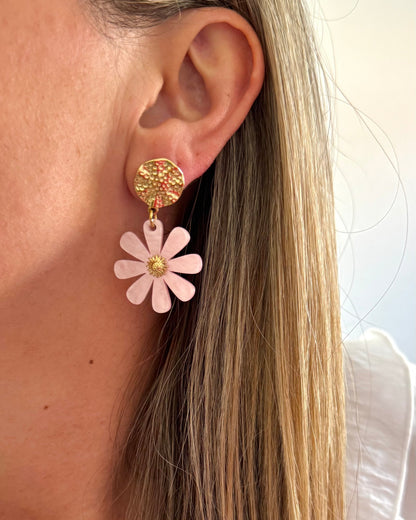 Boucles d'oreilles Fleur rose