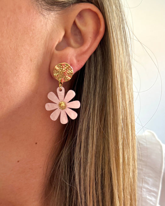 Boucles d'oreilles Fleur rose