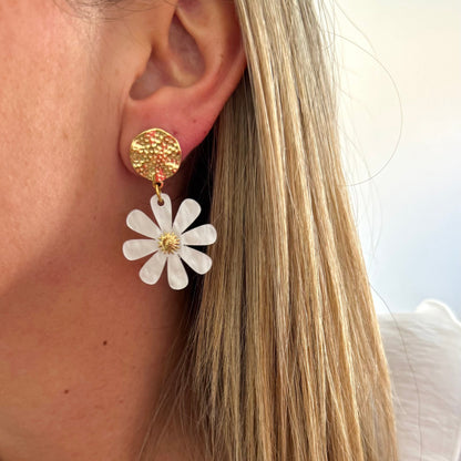 Boucles d'oreilles Fleur blanc